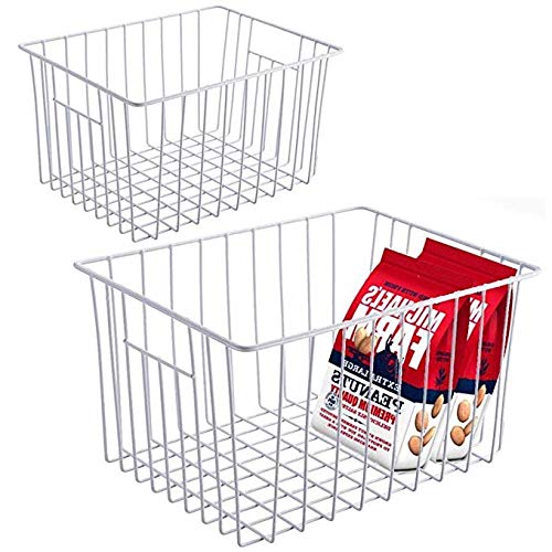 Freezer Baskets Storage Basket Organizers (White-4pack / 11''L X 10''W X 5.5''H)