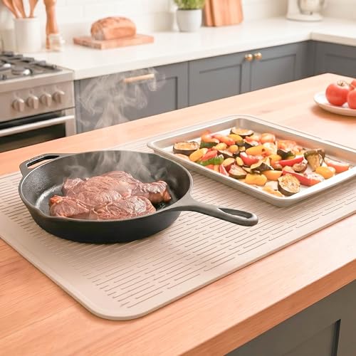 Silicone Dish Drying Mat for Multiple Usage (Tapioca / 28"L x 18"W)