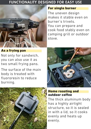 Sandwich Maker Hot Sand Single Burner Gas Fire Open Fire Compact Aluminum TT (Black w/ bag)