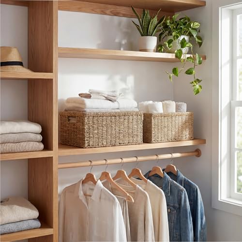 Wicker Storage Baskets (Natural (Seagrass) / 15"L x 11"W x 7"H + 13"L x 9"W x 6¼"H)