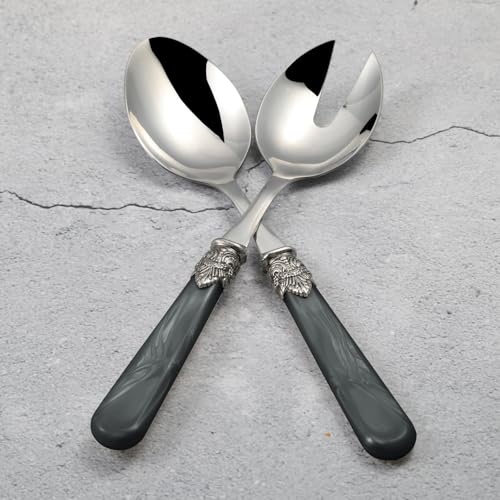 2 piece Salad Servers Stainless Steel Salad Serving Set Salad Fork and Spoon (Gray)