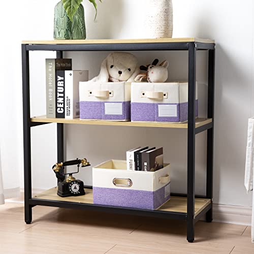 Fodable Storage Bins for Closet [3 (Purple&Cream / Medium(3-Pack))