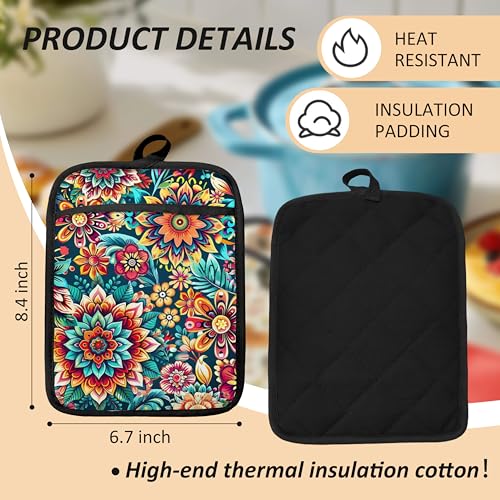 Vibrant Mandala Floral Pot Holders for Kitchen (Haodh-9)