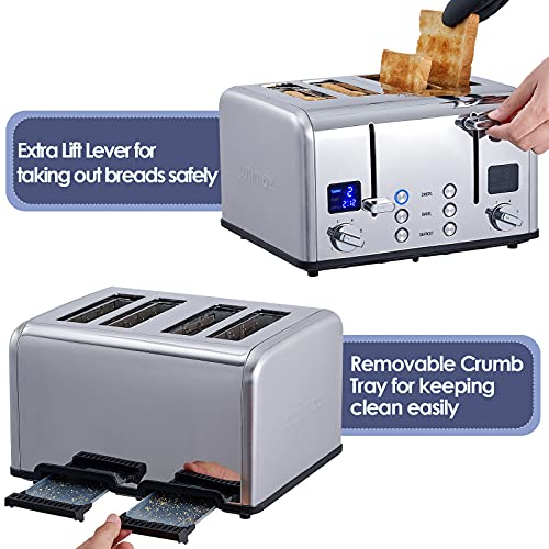 4 Slice Stainless Steel Toaster with Digital Display (Silver Stainless Steel / 4 Slice)