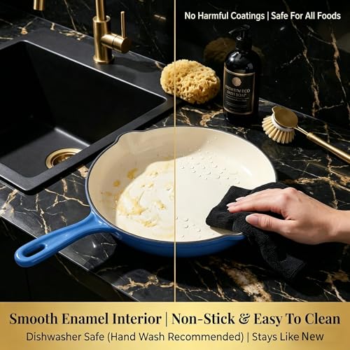 5 Piece Cobalt Blue Enameled Cast Iron Cookware Set (Blue E)