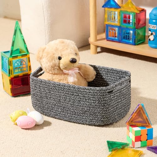 Small Storage Baskets for Organizing (4pcs-L13xW8.5xH5.1" / Dark Gray)