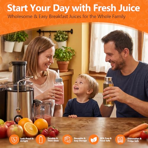 Glass Water Bottles with Lids 16 oz (Clear Glass Bottle 6 Pack / 16 Ounces)