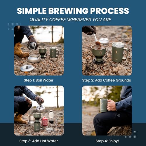 16 oz Pour Over Camping Coffee Maker Set (Black)