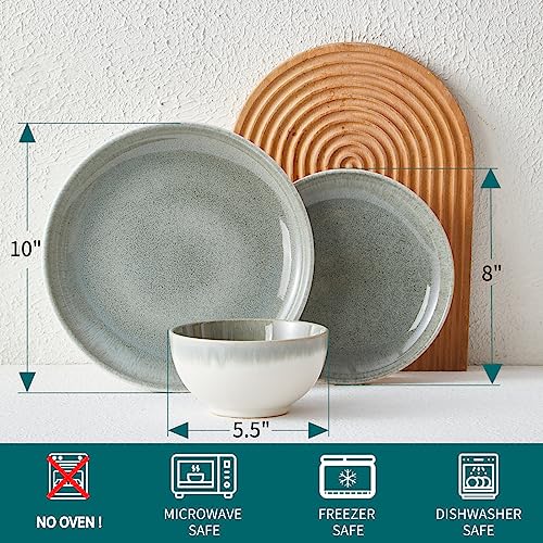 Stoneware Dinnerware Sets for 8 (Gradient Green / Set (24pcs))