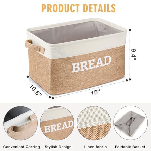 Bread Storage Basket for Kitchen (White & Beige)