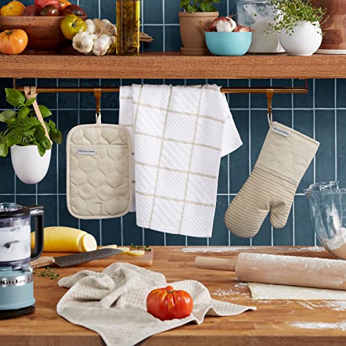 Quilted Cotton Terry Cloth Oven Mitt (Milkshake Tan)