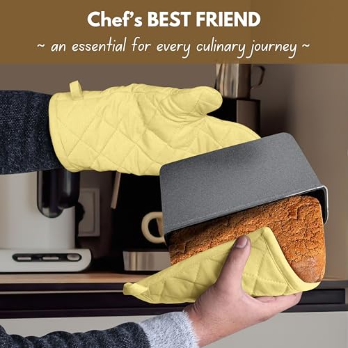 4 Piece Set 2 Oven Mitts & 2 Potholders (Sandal Yellow)