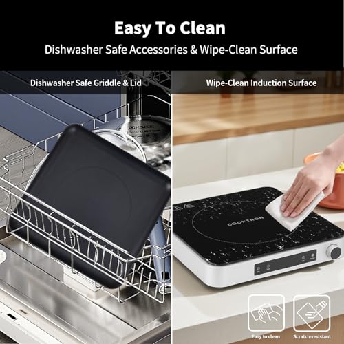 Portable Induction Cooktop with Griddle Pan (Single Induction Cooktop with Grill Pan)