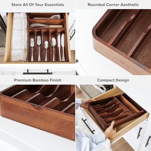 Silverware & Utensil Organizer (Natural Acacia)