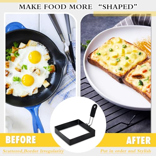 4'' Square Egg Rings with Silicone Handle