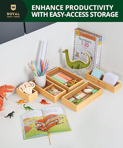 5 Piece Bamboo Drawer Organizer Set