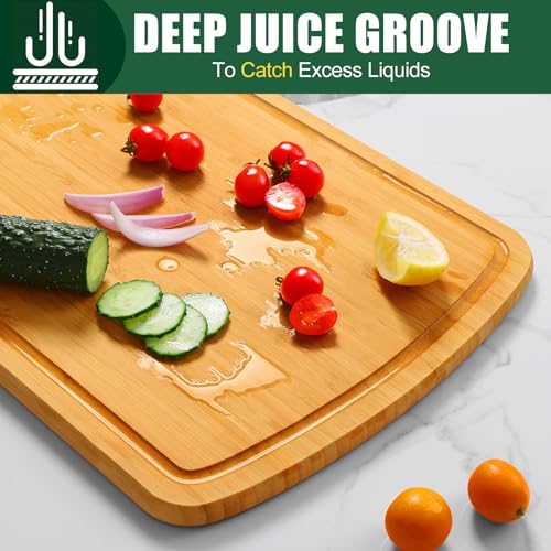 Extra Large Bamboo Cutting Boards for Kitchen (Single-Tone / 18"L x 12.5"W)