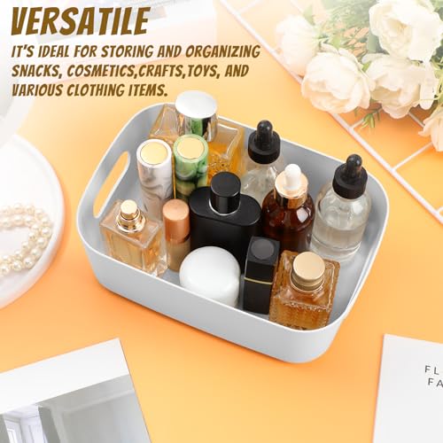 Grayish White Plastic Storage Bins (Grayish white / 8 x 5.7 x 3 Inch)
