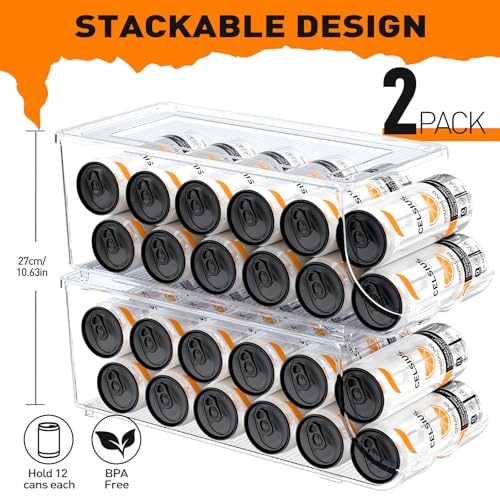 2 Pack Skinny Can Organizer for Refrigerator (2 Count)