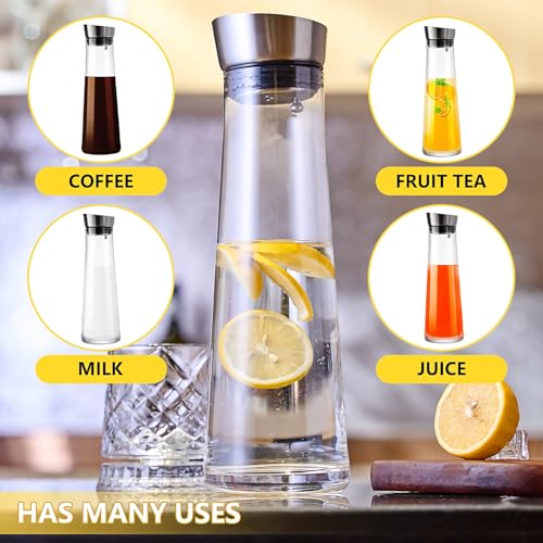 Glass Water Carafe with Lid (40 Ounces)