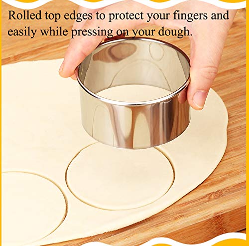 9 Pieces Stainless Steel Cookie Cutter Set Biscuit Plain Edge Round Cutters Metal Ring Baking Molds (9 Sizes Plain Edge)