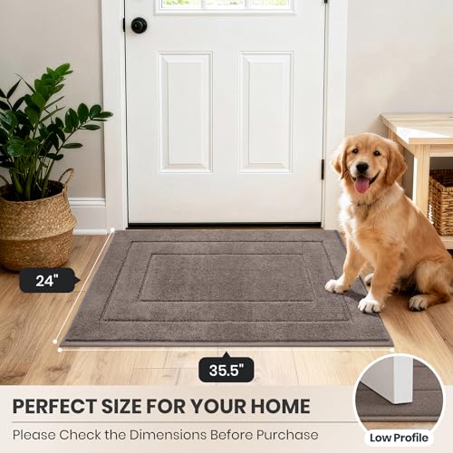 Dirt Trapping Door Mat Indoor Entrance (Grayish Brown / 24" X 35.5" (Rectangular))