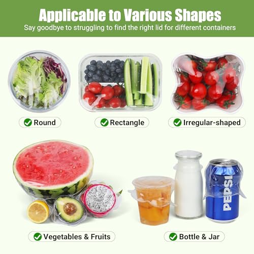 Silicone Stretch Lids for Food Storage in Fridge (6 Pcs Transparent)