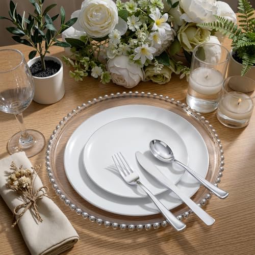 200PCS Silver Plastic Plates (Silver / 200)