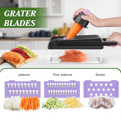 Veggie Chopper Vegetable Cutter (Purple / 7 blades)