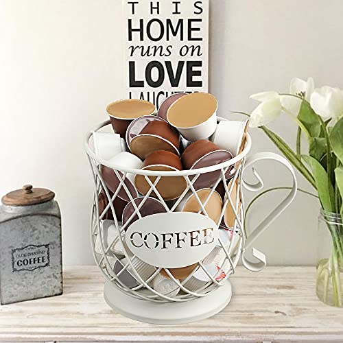 White Medium Coffee Pod Capsule Storage Holder for 35 K Cups Capacity K Cup Holder K Cup Organizer (White / Medium for 35 kcups)
