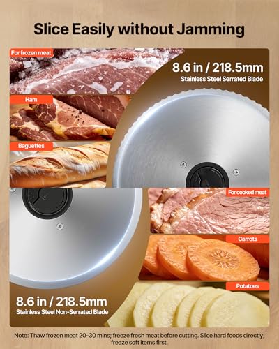 Meat Slicer 8.6" Electric Deli Slicer with 2 SUS420 Blades (8.6 inch / Silver)