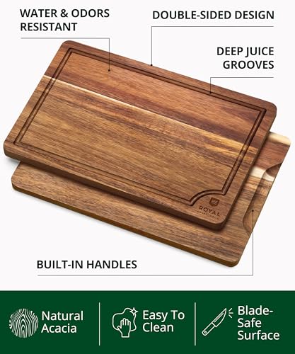 Wooden Cutting Boards for Kitchen Meal Prep & Serving (3-Piece / Dark Brown)
