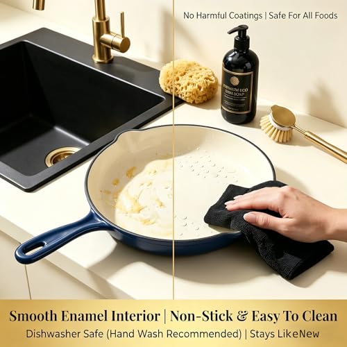 Enameled Cast Iron Cookware Set (Navy Blue)