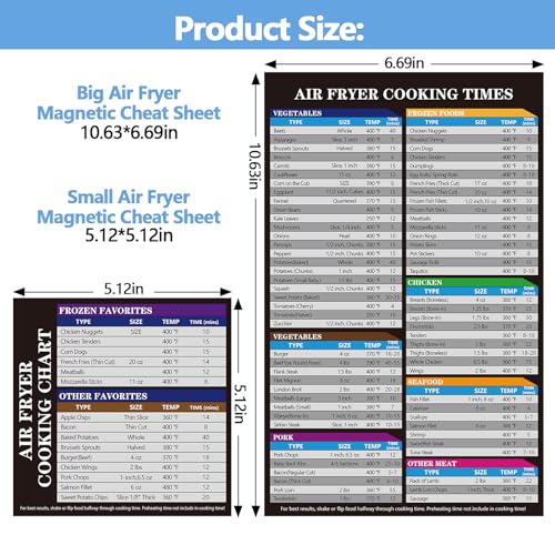Air Fryer Magnet Cheat Sheet Set (10.63in-Magnet)