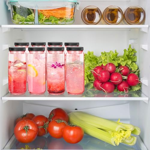 Pink 10pack 16oz Glass Juice Bottles with Lids & Straws & Juicing Recipe (Pink / 16oz-10pack)