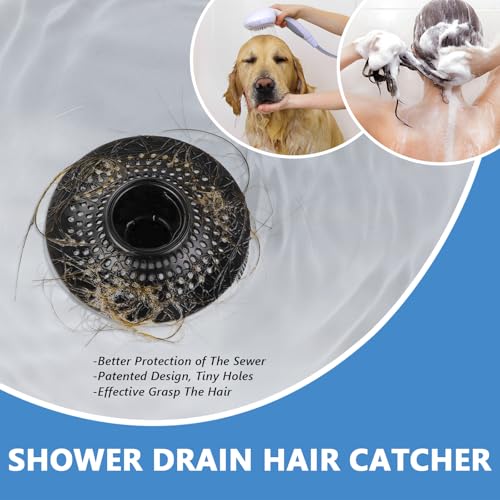 Drain Hair Catcher Tub Drain Protector (Black)