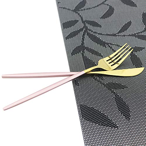 30 Piece Stainless Steel Pink Gold Satin Finish Flatware Set (Service for 6 / Pink Gold)