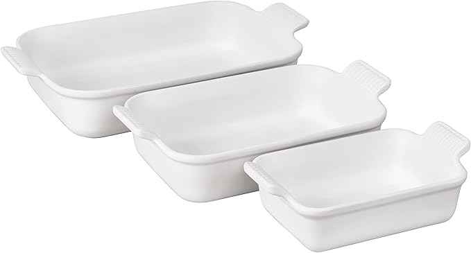 Le Creuset Stoneware Heritage Set 3 Rectangular Dishes, White