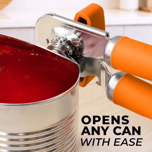 Stainless Steel Swing Open Manual Can Opener Comfortable Grip (Orange / Swing Open)