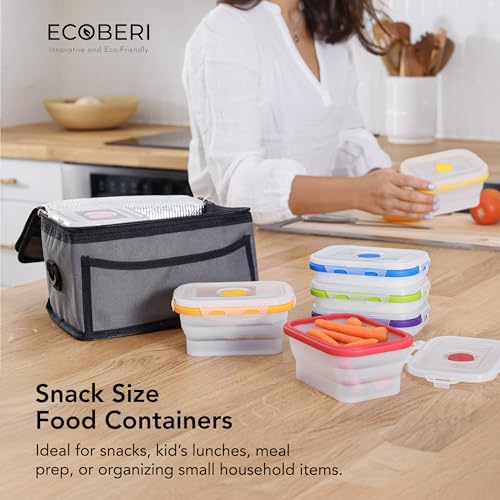 Collapsible Food Storage Containers with Lids (Assorted Colors 12oz-8pc)