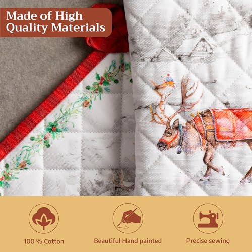 100% Cotton Oven Mitt & Pot Holder Set (114 - Christmas Tradition / 7.5" x 13" & 8" x 8" (Oven Mitt & Pot Holder))