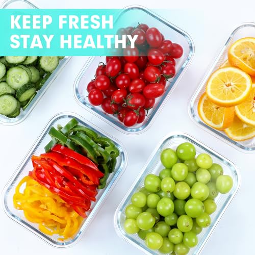 5 PACK 36 OZ Glass Meal Prep Containers Set with Lids (5 Count)