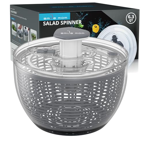 Salad Spinner Large Lettuce Spinner Kitchen Gadgets (6.3QT / Gray)