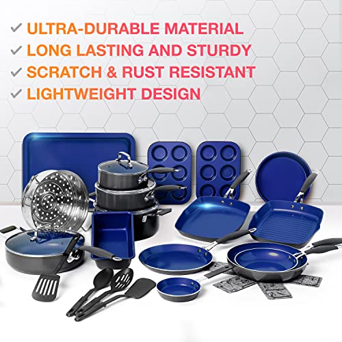 Mueller Sapphire UltraClad Kitchen Induction Pots and Pans Set (24 Piece / Sapphire)