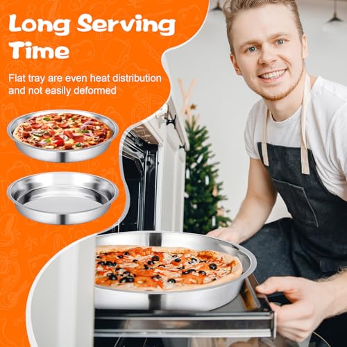 2 Pcs 16 Inch Large Deep Pizza Pans Stainless Steel Pizza Tray (2 Count)