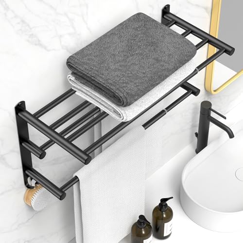 Black Adjustable Towel Bar for Bathroom Wall Mount17