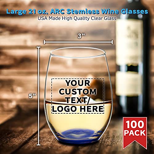 100 ARC Stemless Wine Glasses Set (100 Count)