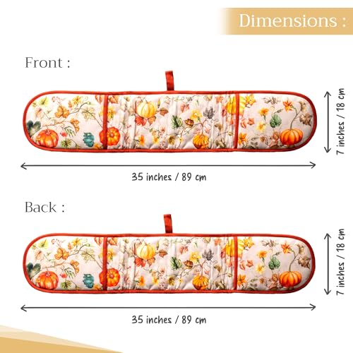 Double Oven Mitts 100% Cotton Double Oven Glove (096 - Potiron / 7" x 35" (Double Oven Mitt))