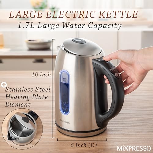 Stainless Steel Electric Kettle Temperature Control (Silver 1.7L Temperature Control)