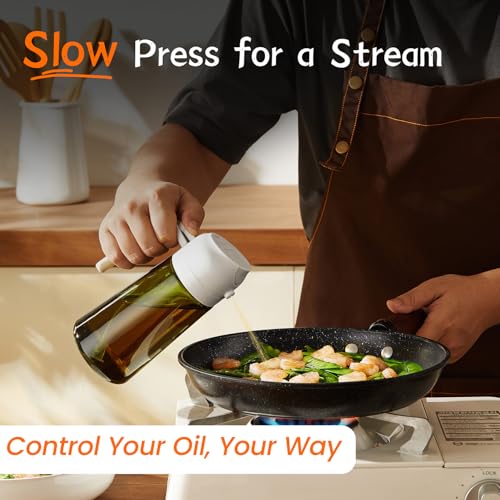 16oz Olive Oil Dispenser for Kitchen (2 Pack / White&Green)